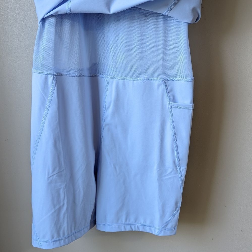 NWT Sweaty‎ Betty Power Workout Unitard Shorts dress in Breeze Blue sz L - Picture 16 of 16
